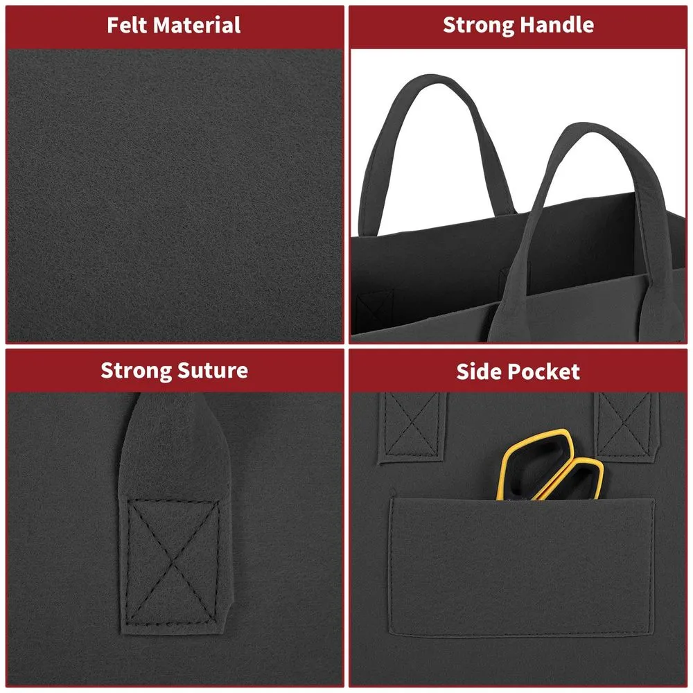 2 Pack Black Storage Baskets | Durable Felt Design