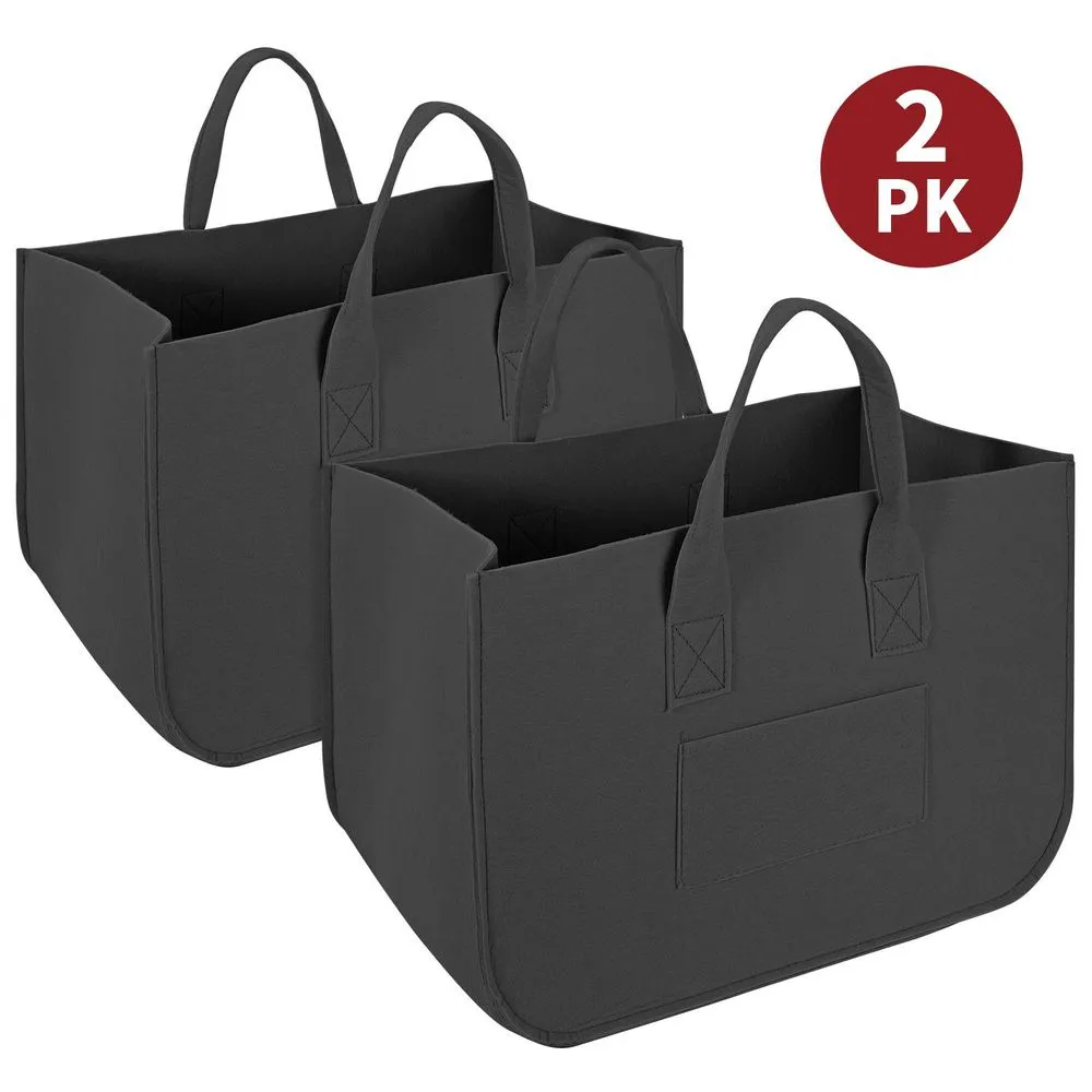 2 Pack Black Storage Baskets | Durable Felt Design