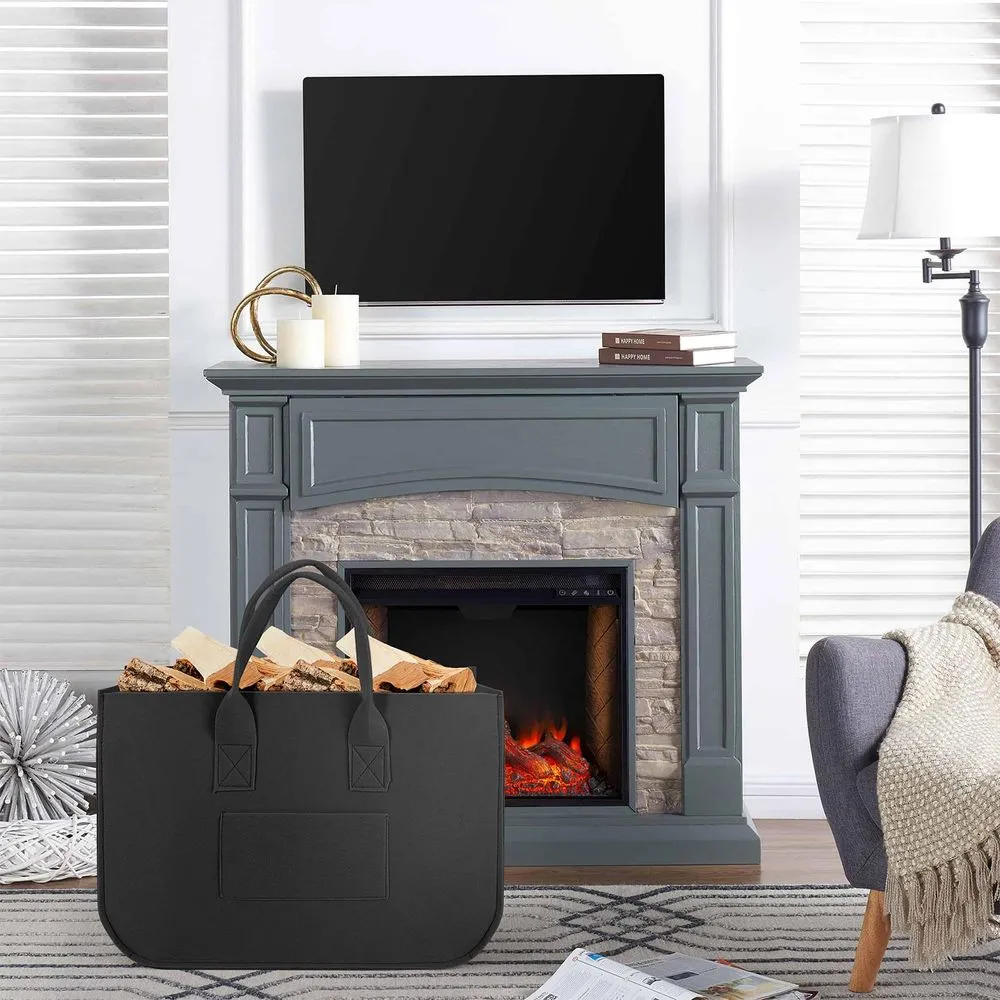 2 Pack Black Storage Baskets | Durable Felt Design