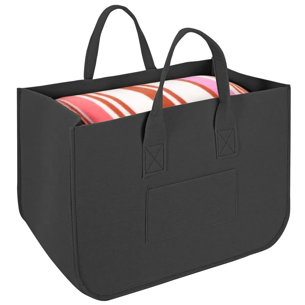 2 Pack Black Storage Baskets | Durable Felt Design