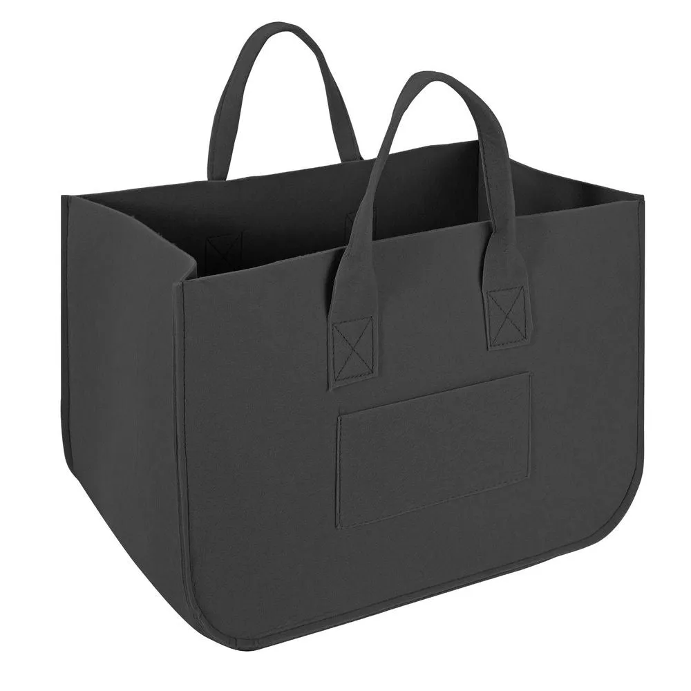 2 Pack Black Storage Baskets | Durable Felt Design