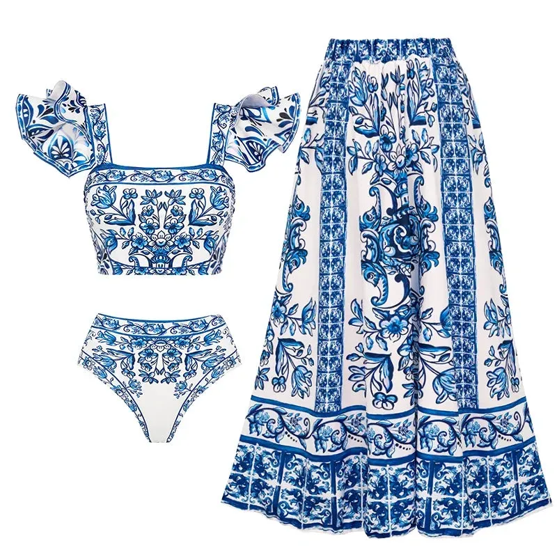 Assorted Ruffled Tummy Control One Piece Swimwear and Skirt