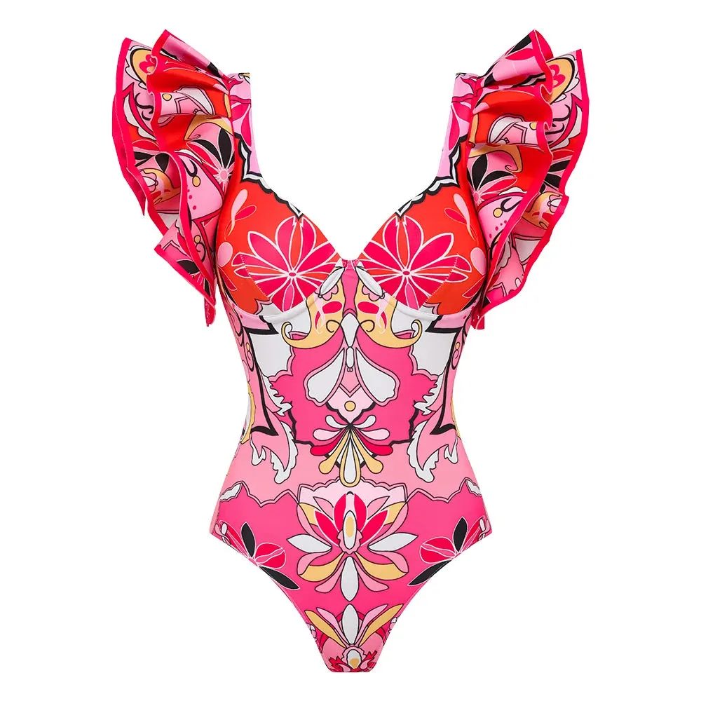 Assorted Ruffled Tummy Control One Piece Swimwear and Skirt