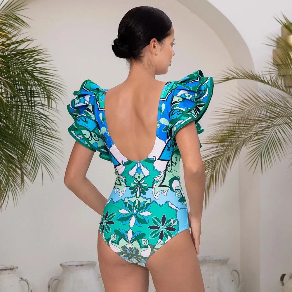 Assorted Ruffled Tummy Control One Piece Swimwear and Skirt