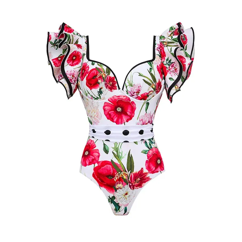 Assorted Ruffled Tummy Control One Piece Swimwear and Skirt