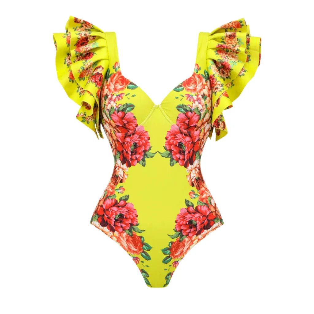 Assorted Ruffled Tummy Control One Piece Swimwear and Skirt
