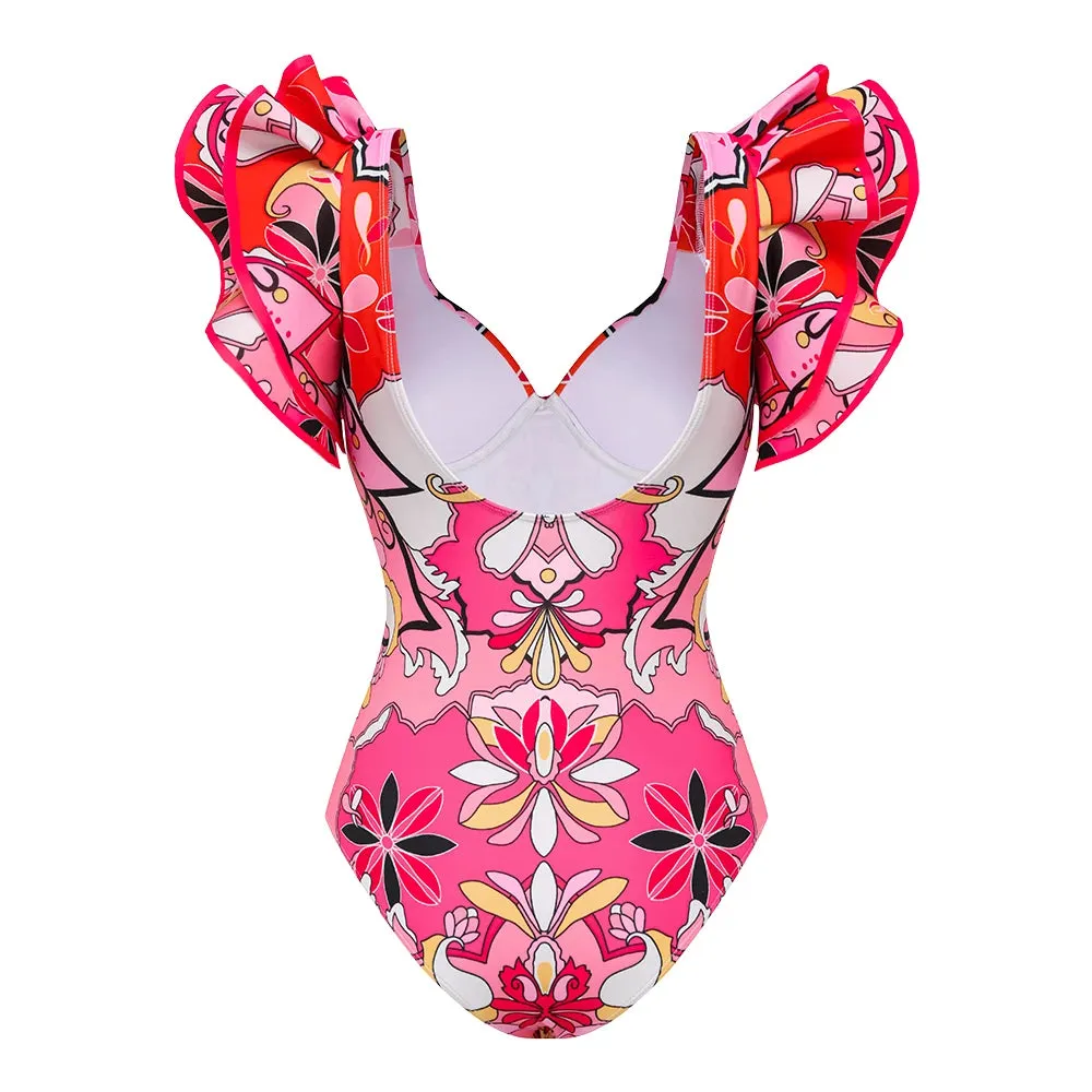 Assorted Ruffled Tummy Control One Piece Swimwear and Skirt