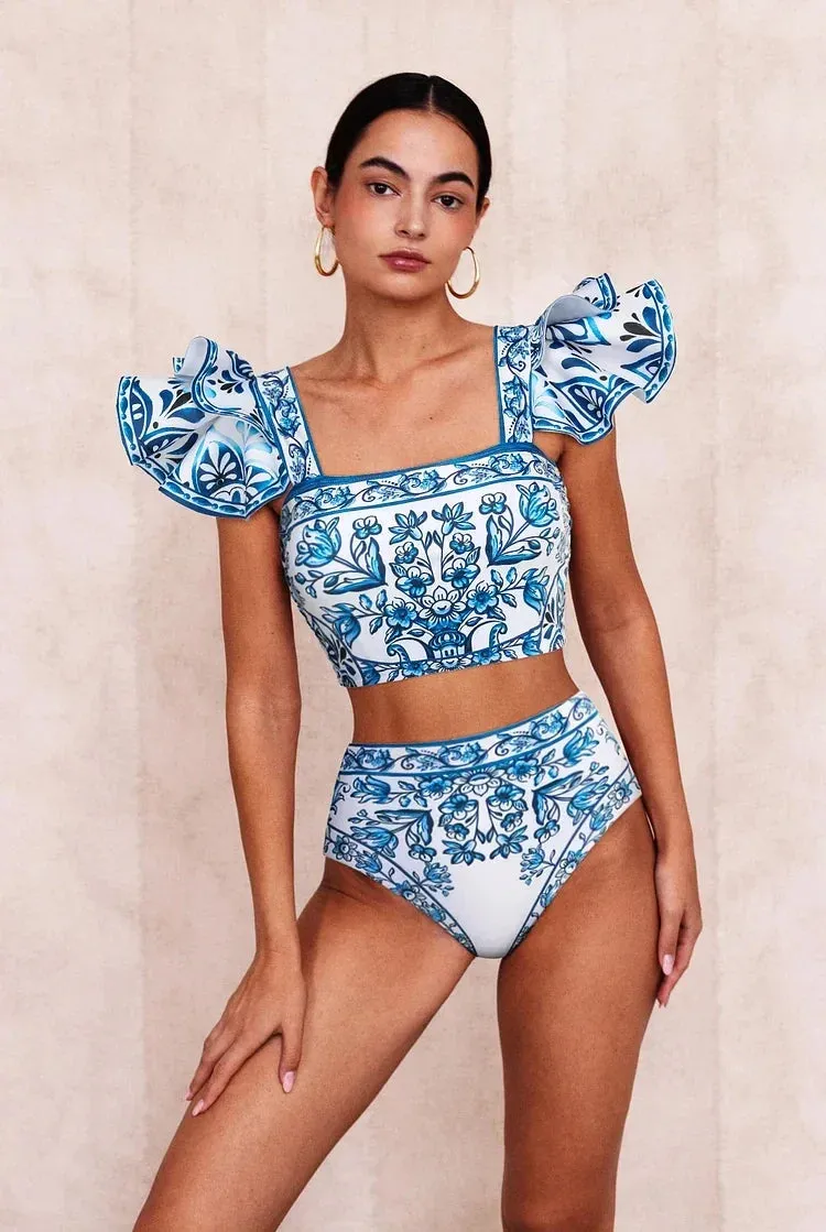 Assorted Ruffled Tummy Control One Piece Swimwear and Skirt