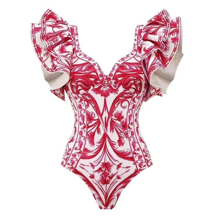 Assorted Ruffled Tummy Control One Piece Swimwear and Skirt