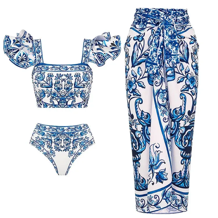 Assorted Ruffled Tummy Control One Piece Swimwear and Skirt