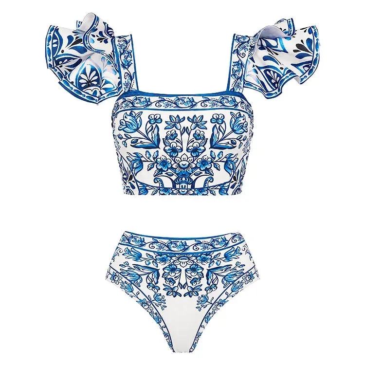 Assorted Ruffled Tummy Control One Piece Swimwear and Skirt
