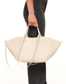 Beige Leren Wijde - Tas
