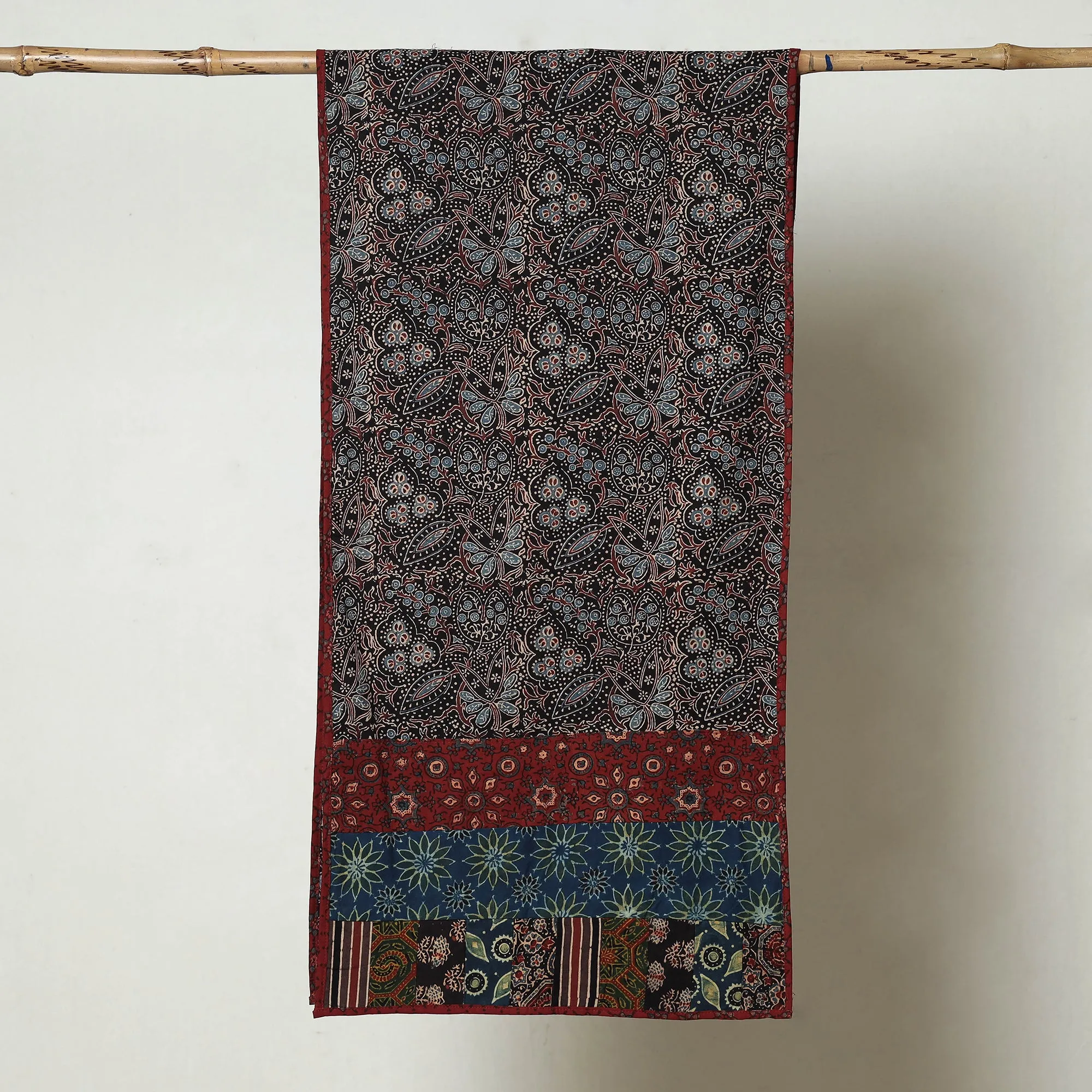 Blue - Ajrakh Block Printed Patchwork Cotton Stole