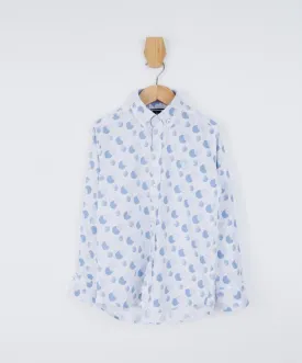 Boys Slim Fit Patterned Printed Casual Shirt - Blue