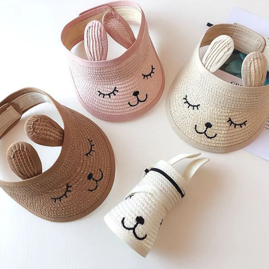 Bunny Baby Straw Visor Khaki