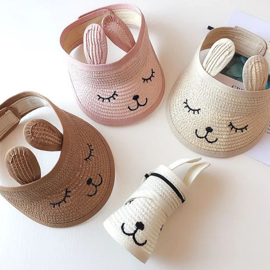Bunny Baby Straw Visor Pink