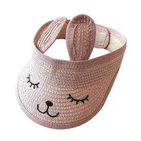Bunny Baby Straw Visor Pink