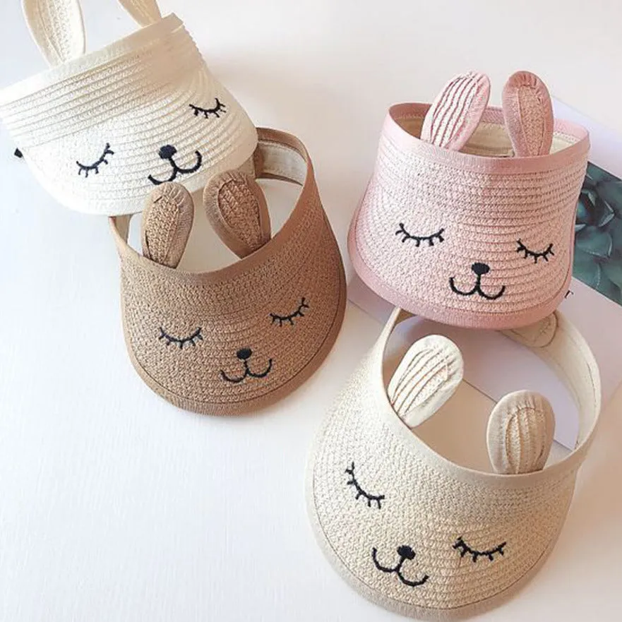 Bunny Baby Straw Visor White