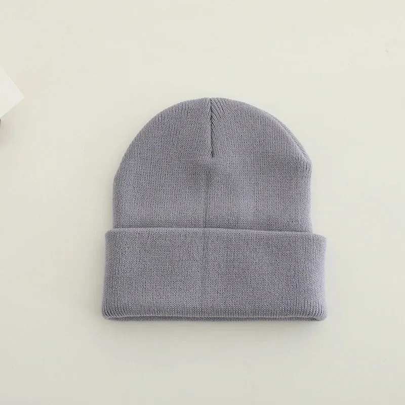 Casual Knitted Cartoon Excavator Embroidered Kids Caps
