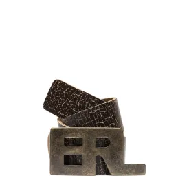 CRACKED LEATHER LOGO BELT