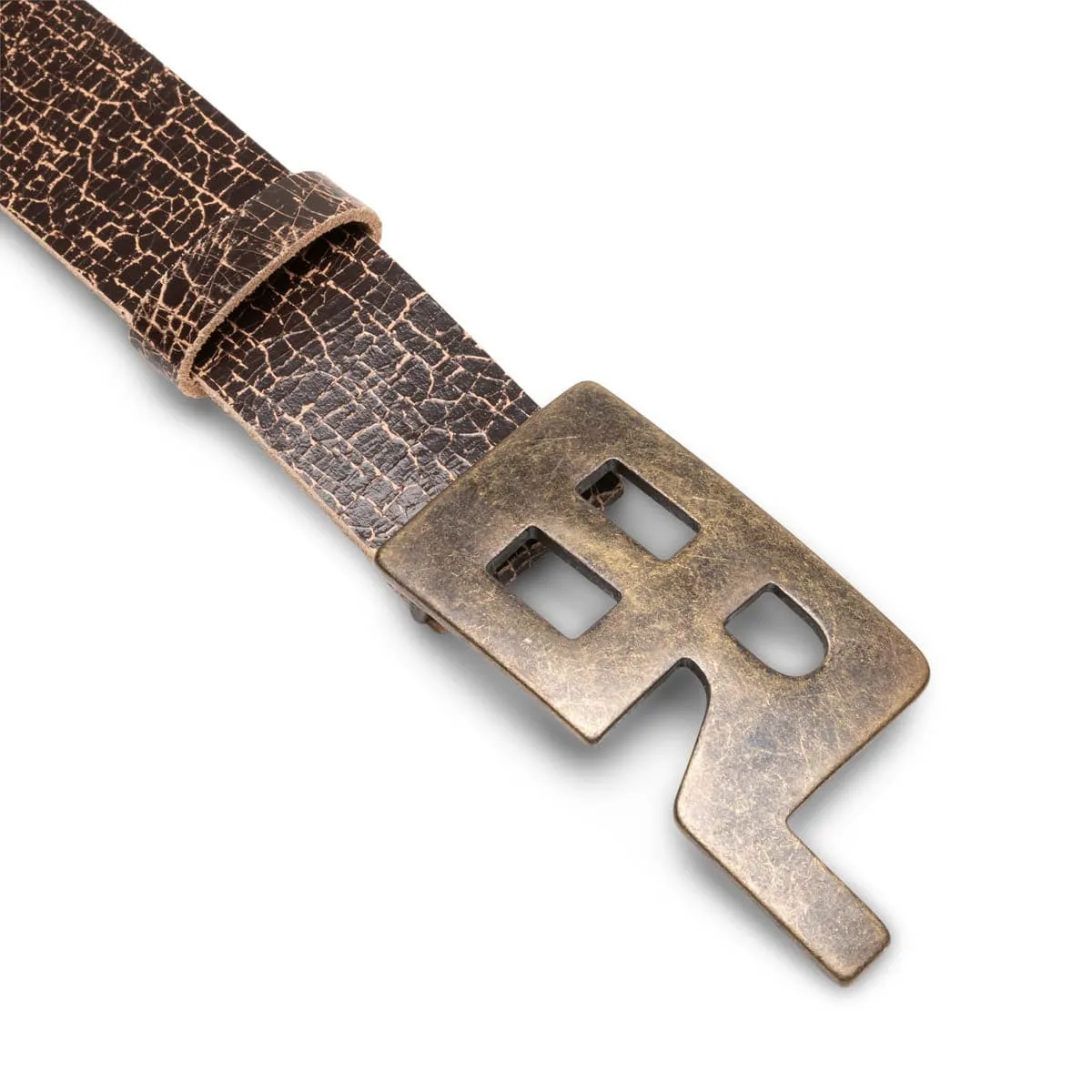 CRACKED LEATHER LOGO BELT