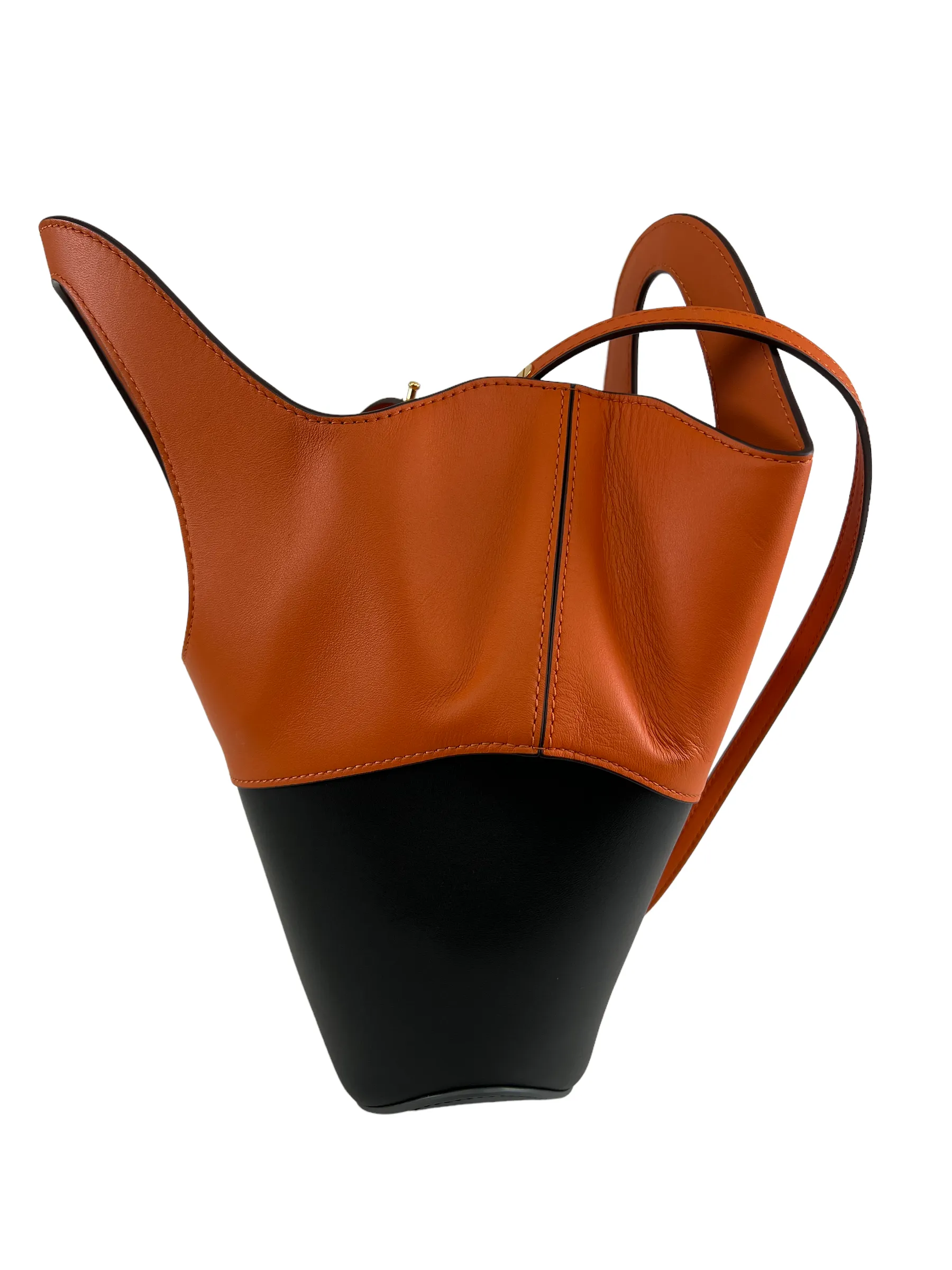Danse Lente Orange & Black Leather Structured Bucket Bag