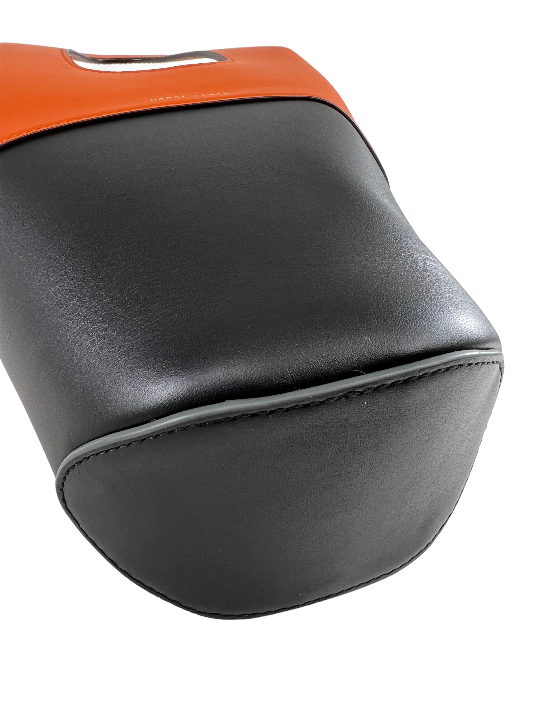 Danse Lente Orange & Black Leather Structured Bucket Bag