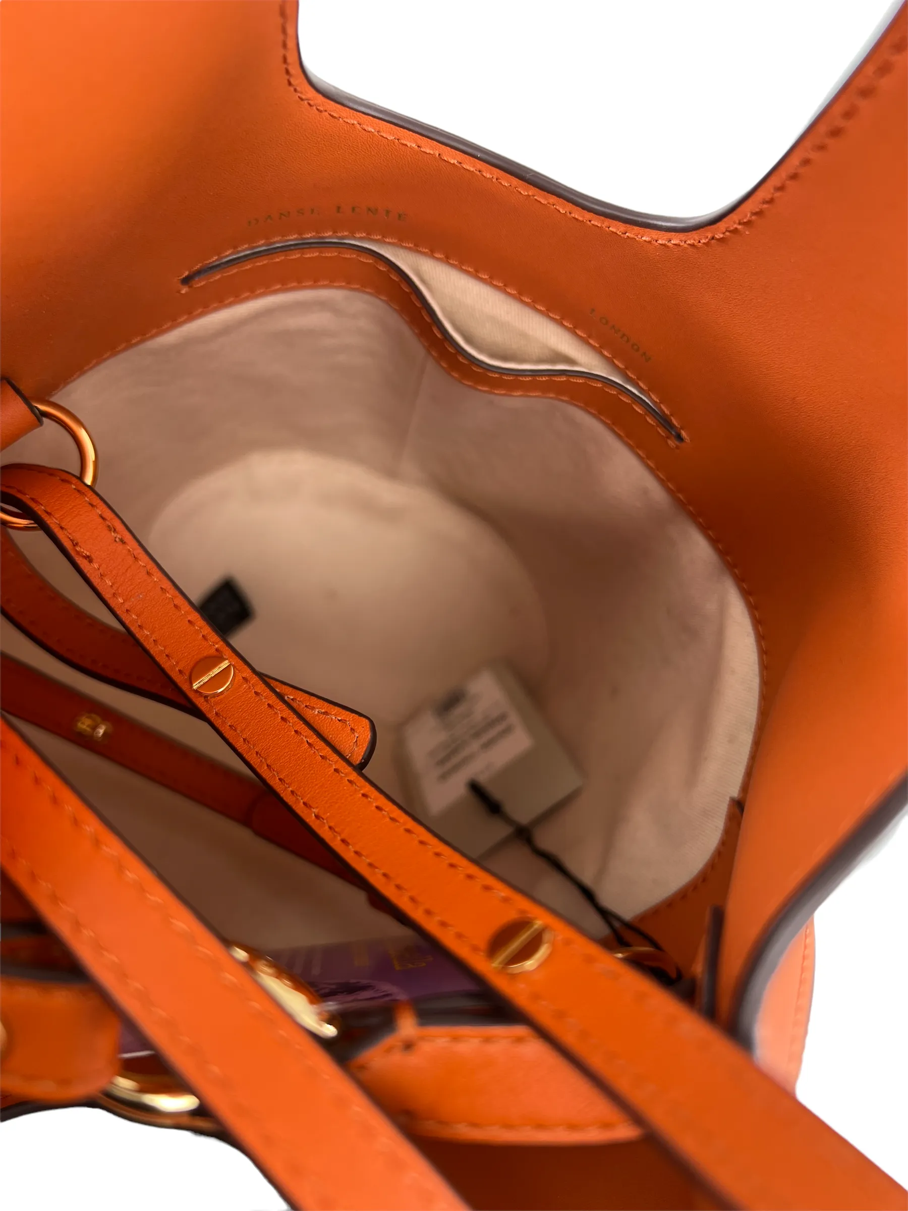 Danse Lente Orange & Black Leather Structured Bucket Bag