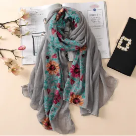 Embroidered Floral Boho Scarves