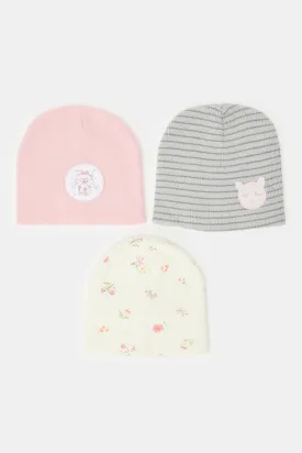 Girls Assorted Knitted Caps (Pack of 3)