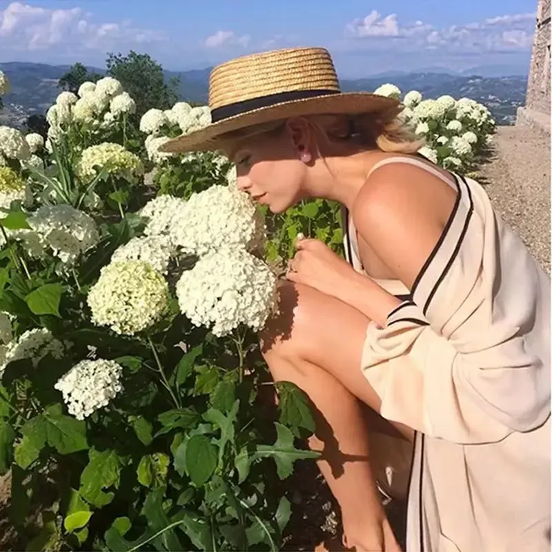 Laforgue Summer Khaki Straw Boater Hat