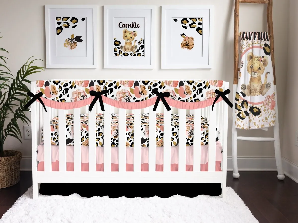 Leopard Love Scalloped Ruffled Crib Bedding Set