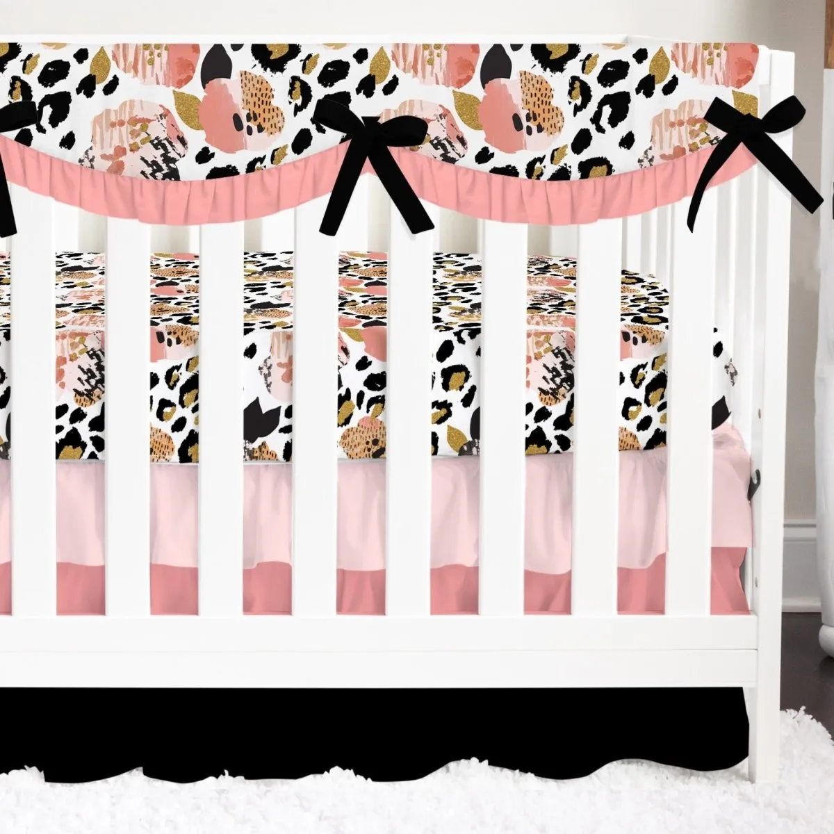 Leopard Love Scalloped Ruffled Crib Bedding Set