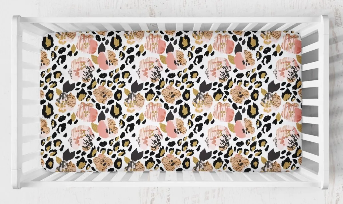 Leopard Love Scalloped Ruffled Crib Bedding Set