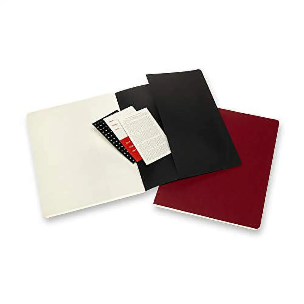 Moleskine Subject Cahier Journal, XXL, Black, Cranberry Red (8.5 X 11) Paperback