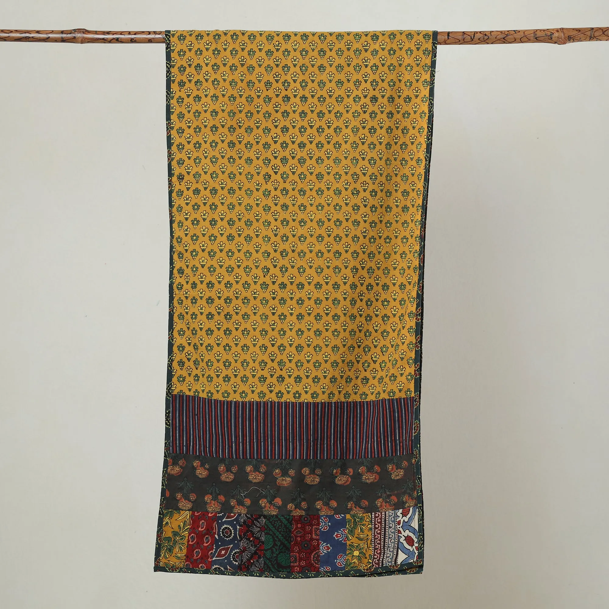 Multicolor - Ajrakh Block Printed Patchwork Cotton Stole 07