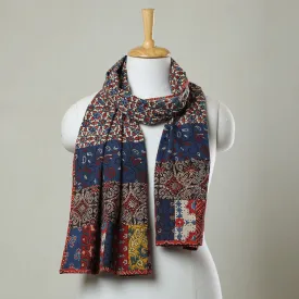 Multicolor - Ajrakh Block Printed Patchwork Cotton Stole 16