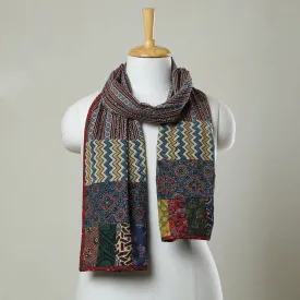Multicolor - Ajrakh Block Printed Patchwork Cotton Stole 22