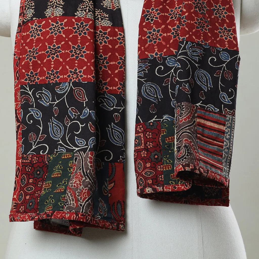 Multicolor - Ajrakh Block Printed Patchwork Cotton Stole 26