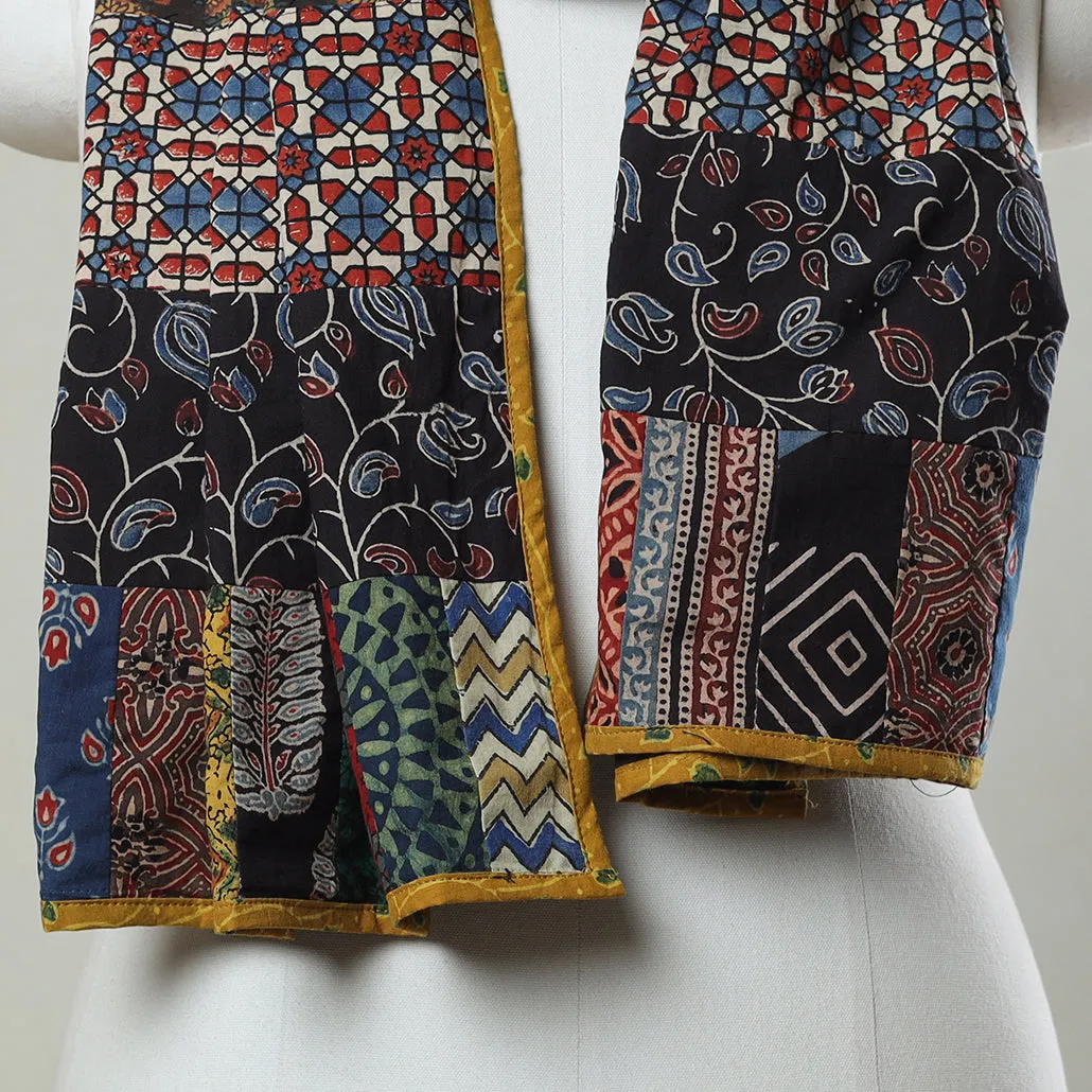Multicolor - Ajrakh Block Printed Patchwork Cotton Stole 44