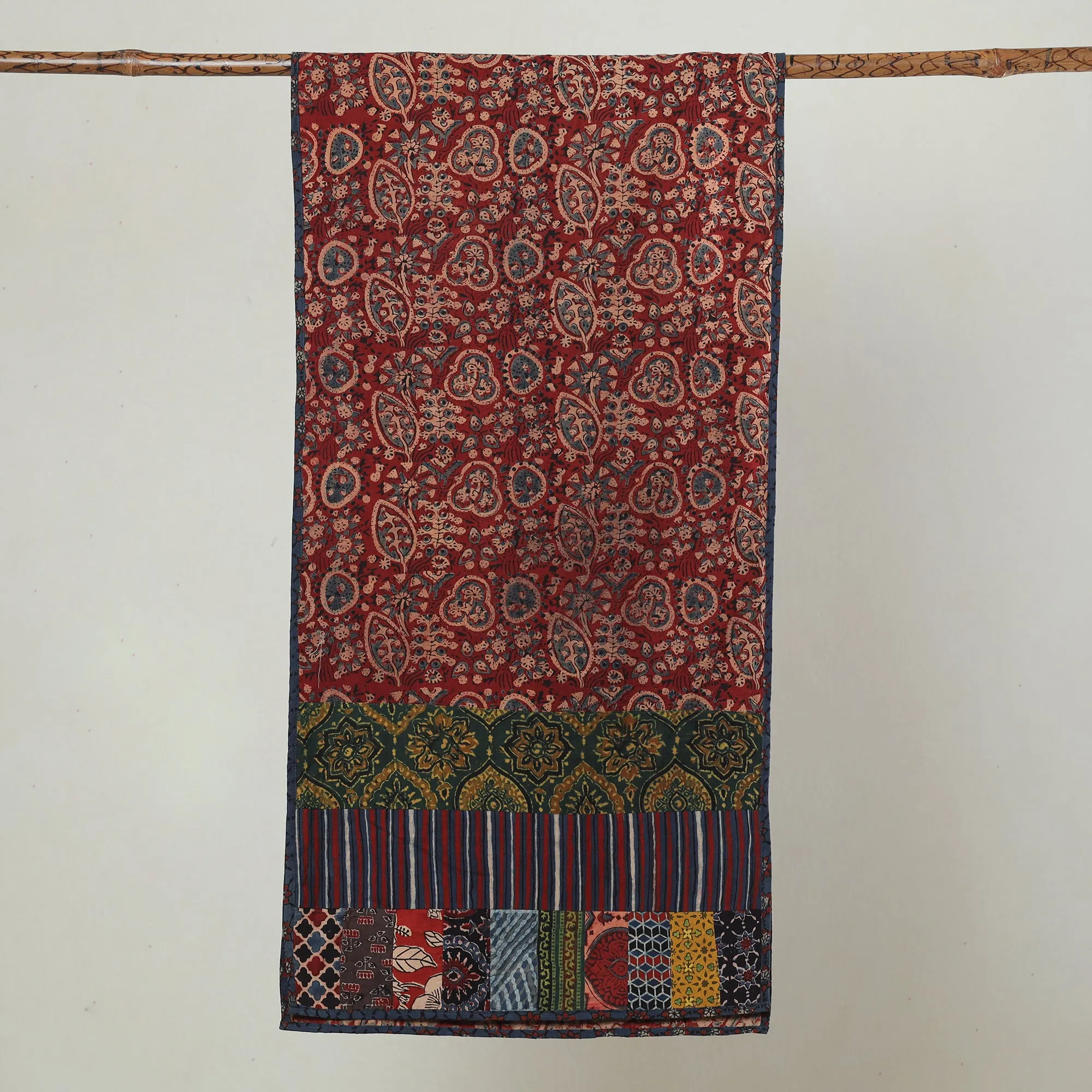 Multicolor - Ajrakh Block Printed Patchwork Cotton Stole 45