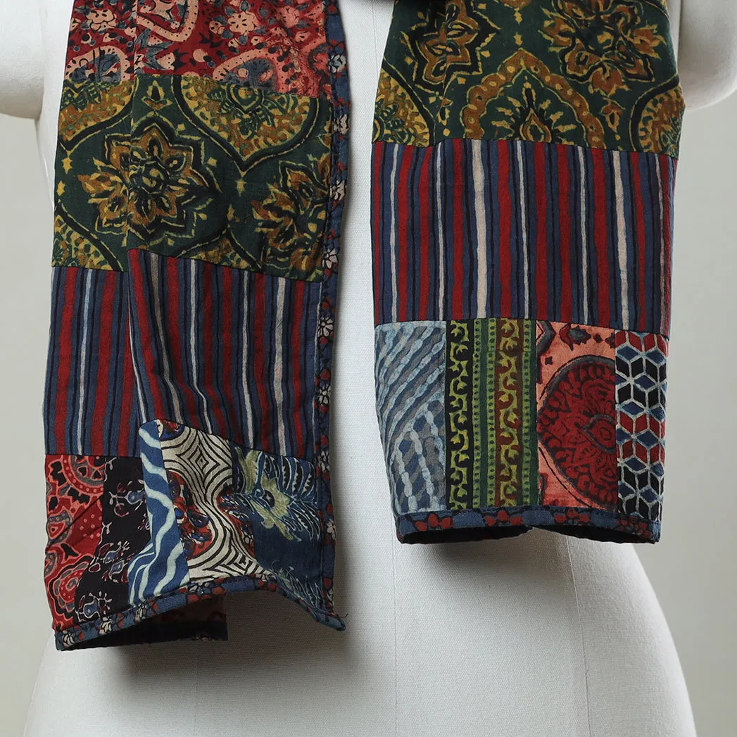 Multicolor - Ajrakh Block Printed Patchwork Cotton Stole 45