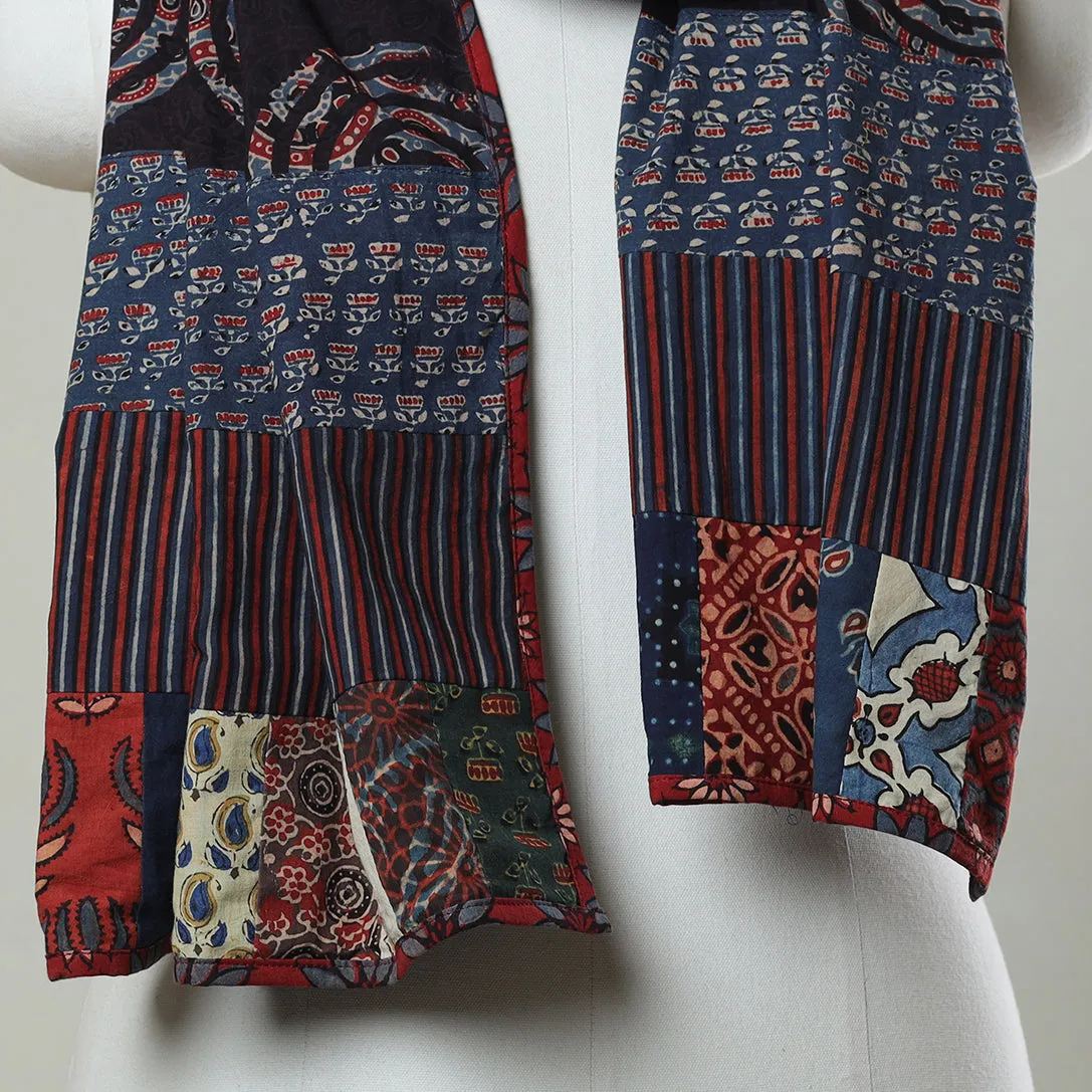 Multicolor - Ajrakh Block Printed Patchwork Cotton Stole 51