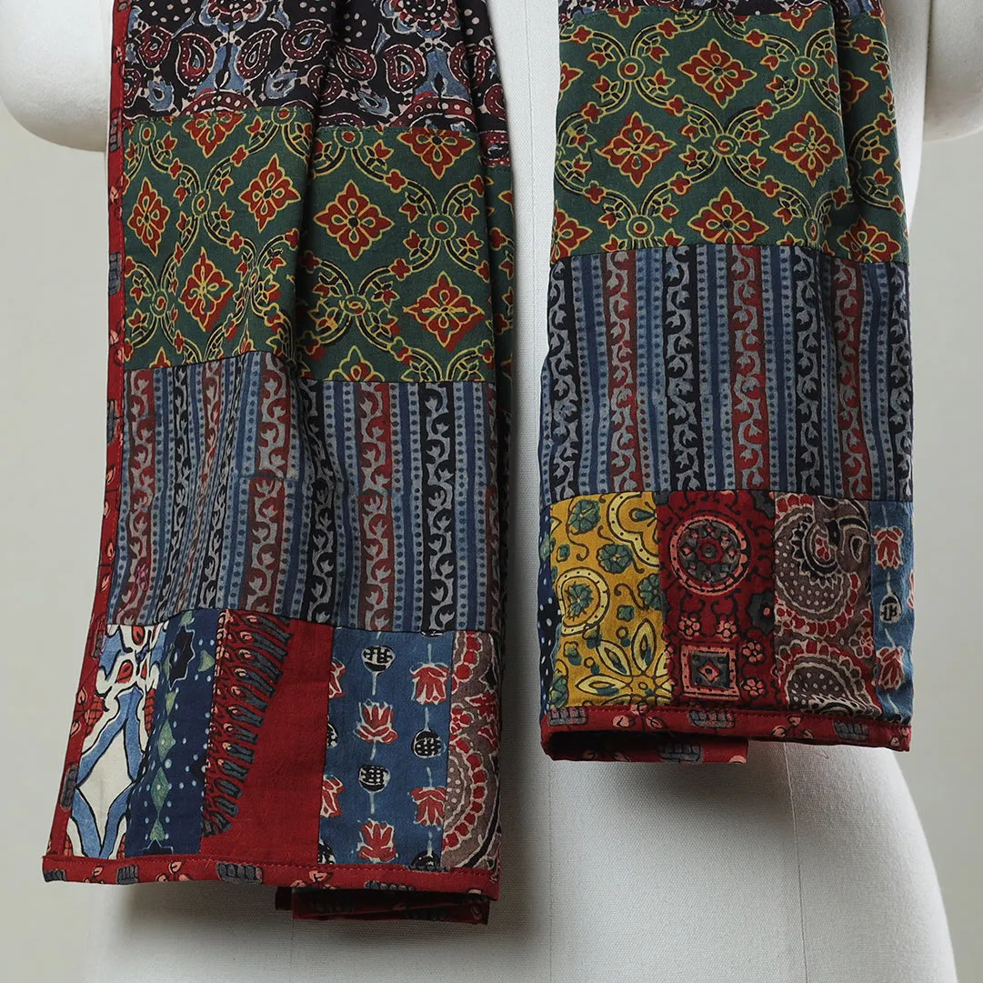 Multicolor - Ajrakh Block Printed Patchwork Cotton Stole 69