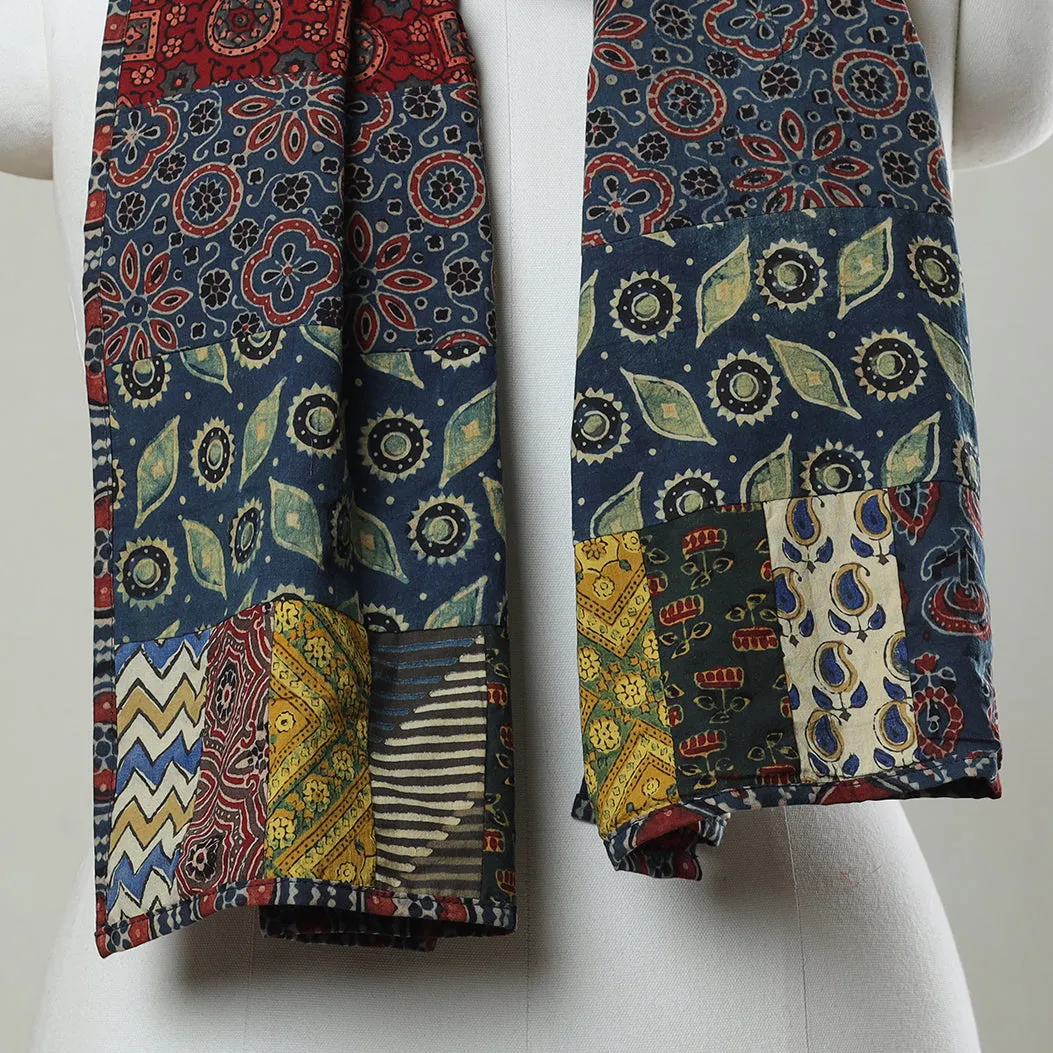 Multicolor - Ajrakh Block Printed Patchwork Cotton Stole 70
