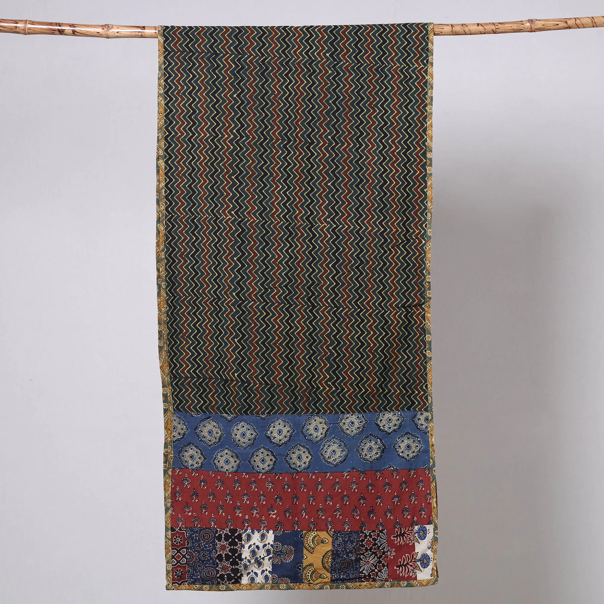Multicolor - Ajrakh Block Printed Patchwork Cotton Stole