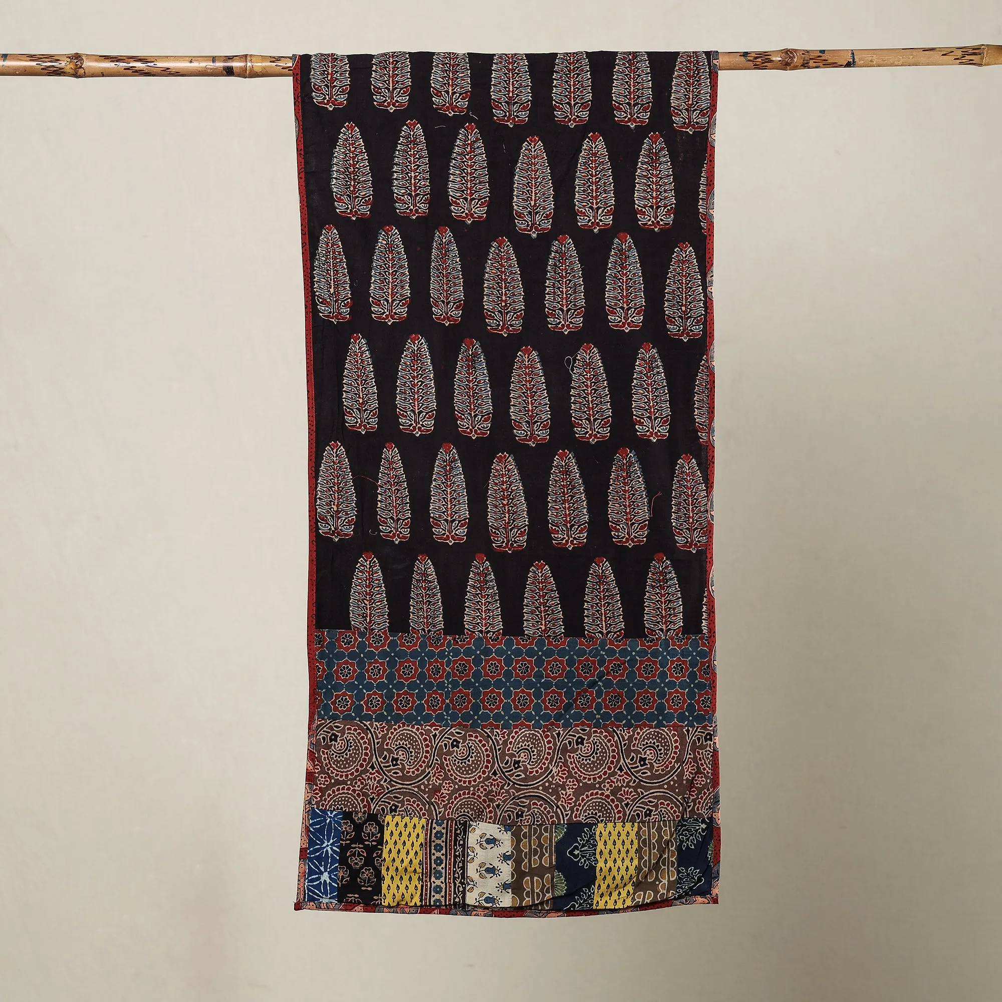 Multicolor  - Ajrakh Block Printed Patchwork Cotton Stole