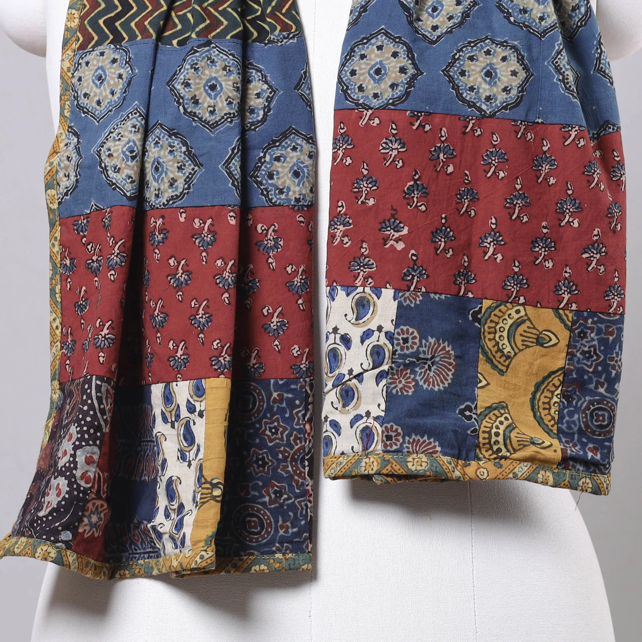 Multicolor - Ajrakh Block Printed Patchwork Cotton Stole