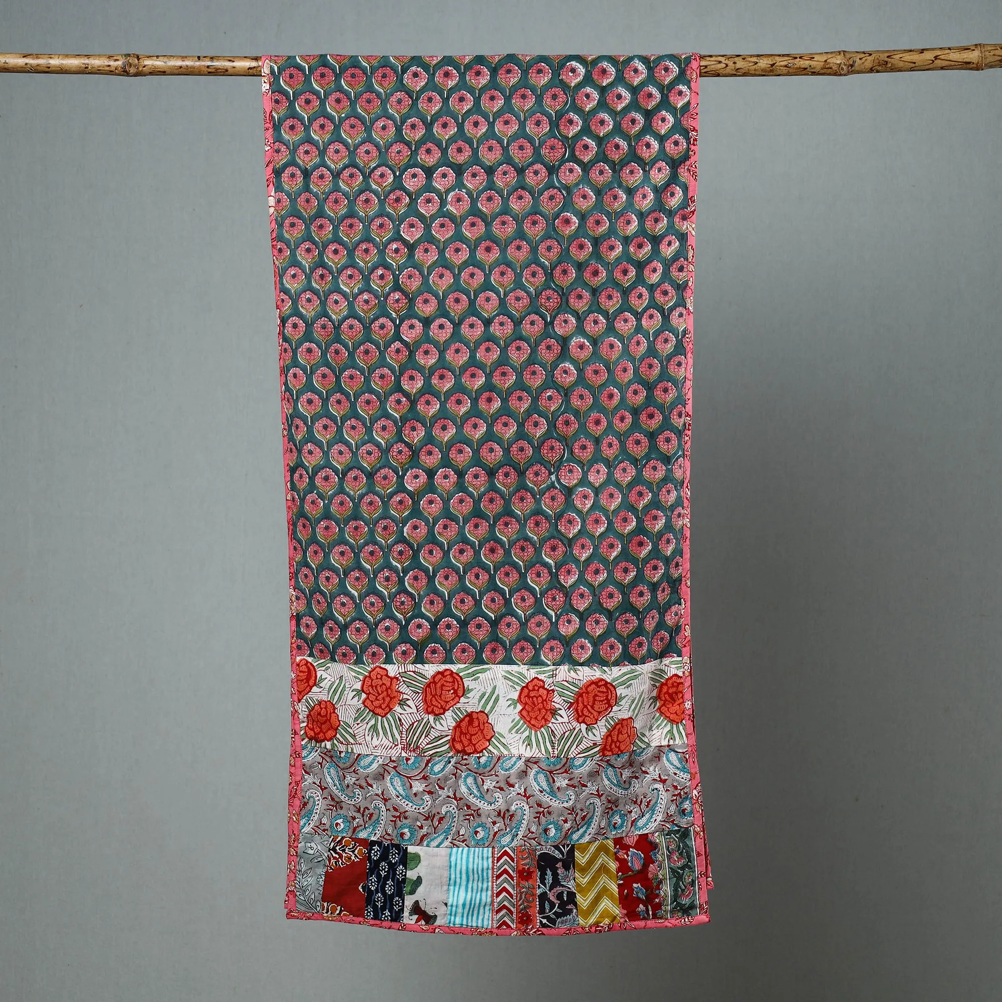 Multicolor - Patchwork Cotton Sanganeri Block Print Stole 02