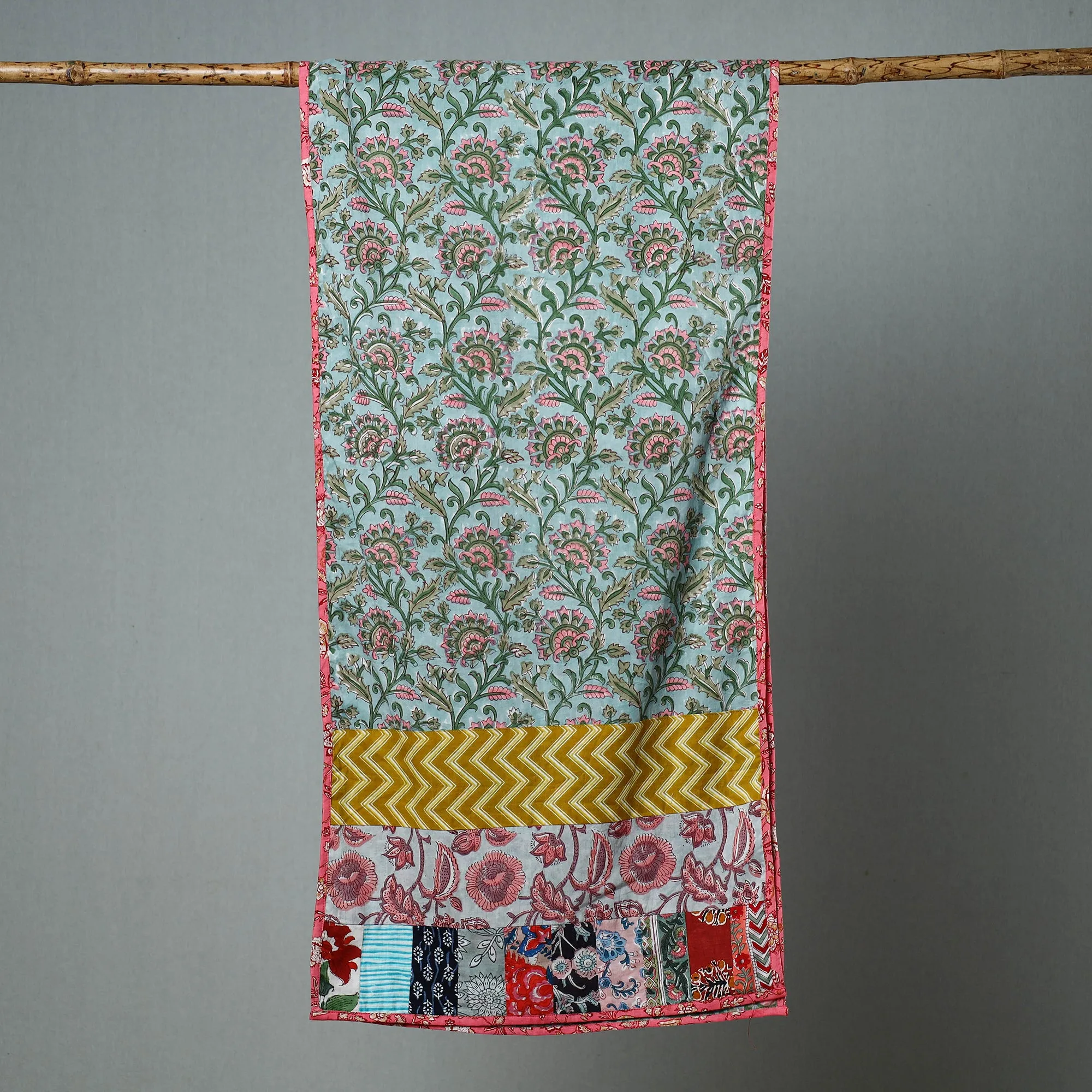 Multicolor - Patchwork Cotton Sanganeri Block Print Stole 07